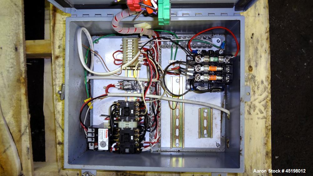 Used Hapman Flexible Screw Conveyor Parts Consisting Of: (1) 35" x 29" x 41" deep feed hopper with a 1 piece cover, (1) 1.5hp, 3/60/208-230/460 volt, 1725 rpm gear motor, ratio 10 to 1, control panel...