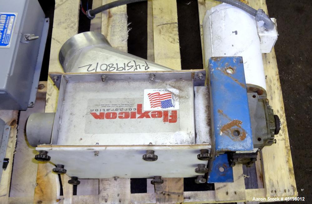 Used Hapman Flexible Screw Conveyor Parts Consisting Of: (1) 35" x 29" x 41" deep feed hopper with a 1 piece cover, (1) 1.5hp, 3/60/208-230/460 volt, 1725 rpm gear motor, ratio 10 to 1, control panel...