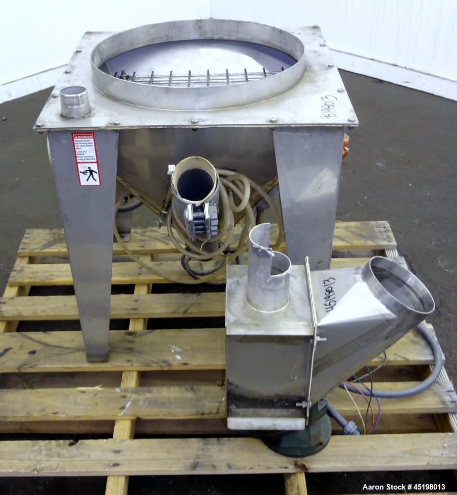 Used Hapman Flexible Screw Conveyor Parts Consisting Of: (1) 24" x 24" x 20" deep feed hopper with a 1 piece cover, (1) drive housing, no motor, and (1) approximate 3" diameter x 106" long tube, no s...