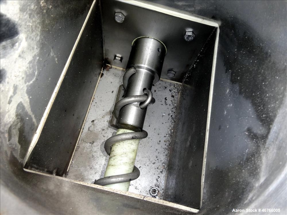 Used Hapman Flexible Screw Conveyor, 304 Stainless Steel. Approximate 2" diameter x 180" long screw. Hopper approximate 16" x 16" x 16" cone. No drive motor, drive box has 6" outfeed. Serial# X12083-...
