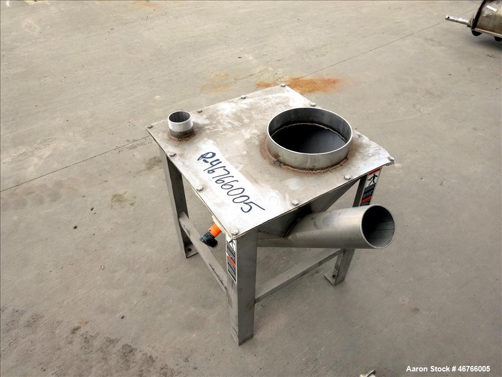 Used Hapman Flexible Screw Conveyor, 304 Stainless Steel. Approximate 2" diameter x 180" long screw. Hopper approximate 16" x 16" x 16" cone. No drive motor, drive box has 6" outfeed. Serial# X12083-...