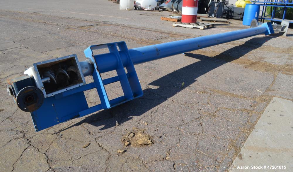 Used Hapman Flexable Tube Screw Conveyor, Stainless Steel. Approximate 6” diameter x 228 poly tube enclosed in a carbon steel tube. Approximate 6” diameter x 276” long helix type screw. No motor incl...