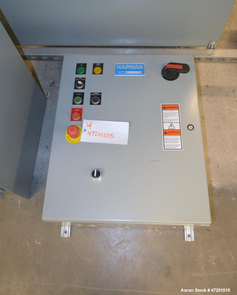 Used Hapman Flexable Tube Screw Conveyor, Stainless Steel. Approximate 6” diameter x 228 poly tube enclosed in a carbon steel tube. Approximate 6” diameter x 276” long helix type screw. No motor incl...
