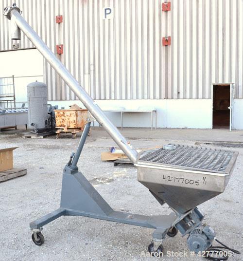 Used S. Howes Inclined Screw Conveyor, Model 4C10, 304 Stainless Steel. 4" diameter x 120" long screw. Enclosed tube. End feed hopper 40’’ wide x 30’’ long x approximately 20’’ deep with a removable ...