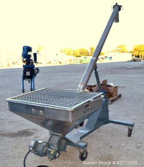 Used S. Howes Inclined Screw Conveyor, Model 4C10, 304 Stainless Steel. 4" diameter x 120" long screw. Enclosed tube. End feed hopper 40’’ wide x 30’’ long x approximately 20’’ deep with a removable ...