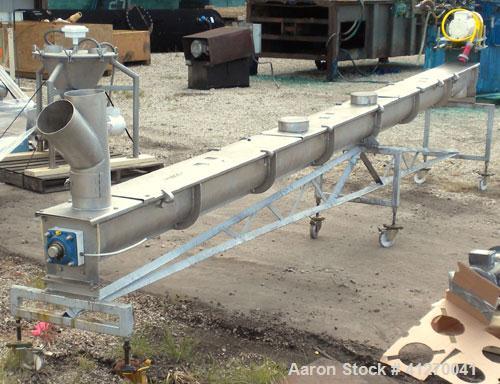 Used- KWS Screw Conveyor, model 6X17-3-1/4, 304 stainless steel, horizontal. 6" diameter x 207" long x approximate 3" pitch,...