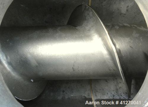 Used KWS Screw Conveyor, model 6X17-3-1/4, 304 stainless steel, horizontal. 6" diameter x 207" long x approximate 3" pitch, approximate 35 screw rpm. 7-1/2" wide trough. 5-1/2" end top feed, 7" end b...