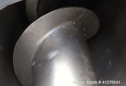 Used KWS Screw Conveyor, model 6X17-3-1/4, 304 stainless steel, horizontal. 6" diameter x 207" long x approximate 3" pitch, approximate 35 screw rpm. 7-1/2" wide trough. 5-1/2" end top feed, 7" end b...