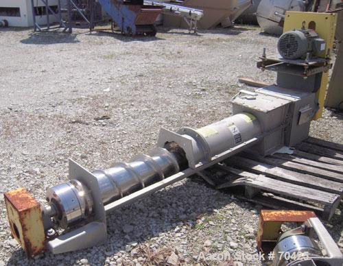 Used Unused- KWS Screw Conveyor, 304 Stainless Steel, Horizontal. 9" diameter x 68" long x approximate 2-1/2" pitch tapered screw. 10" diameter bolt together tube, 1 cover missing. 10" x 10" end bott...