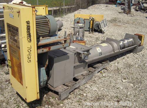 Used Unused- KWS Screw Conveyor, 304 Stainless Steel, Horizontal. 9" diameter x 68" long x approximate 2-1/2" pitch tapered screw. 10" diameter bolt together tube, 1 cover missing. 10" x 10" end bott...