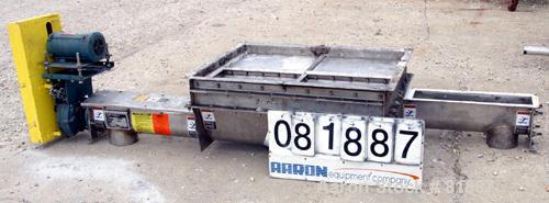 USED: KWS Dual Screw Conveyor/Feeder, 304 stainless steel. (2) 6" diameter x 6' long x 1-1/2" pitch screws. Driven by a 2 hp, 3/60/230/460 volt, 1730 rpm motor thru a Dodge reducer, ratio 23.46:1. Ap...