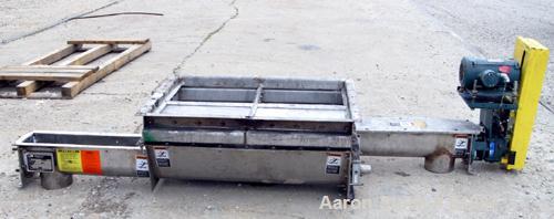 USED: KWS Dual Screw Conveyor/Feeder, 304 stainless steel. (2) 6" diameter x 6' long x 1-1/2" pitch screws. Driven by a 2 hp, 3/60/230/460 volt, 1730 rpm motor thru a Dodge reducer, ratio 23.46:1. Ap...
