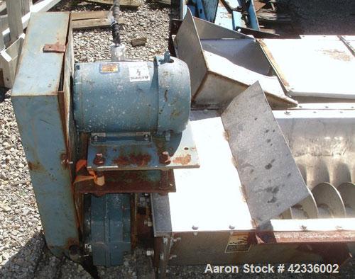 Used Link Belt Screw Conveyor, Stainless Steel Approximately 10" diameter x 132'' long. 3'' Thru 9'' pitch flights. Driven by a 2hp, 575 volt motor.