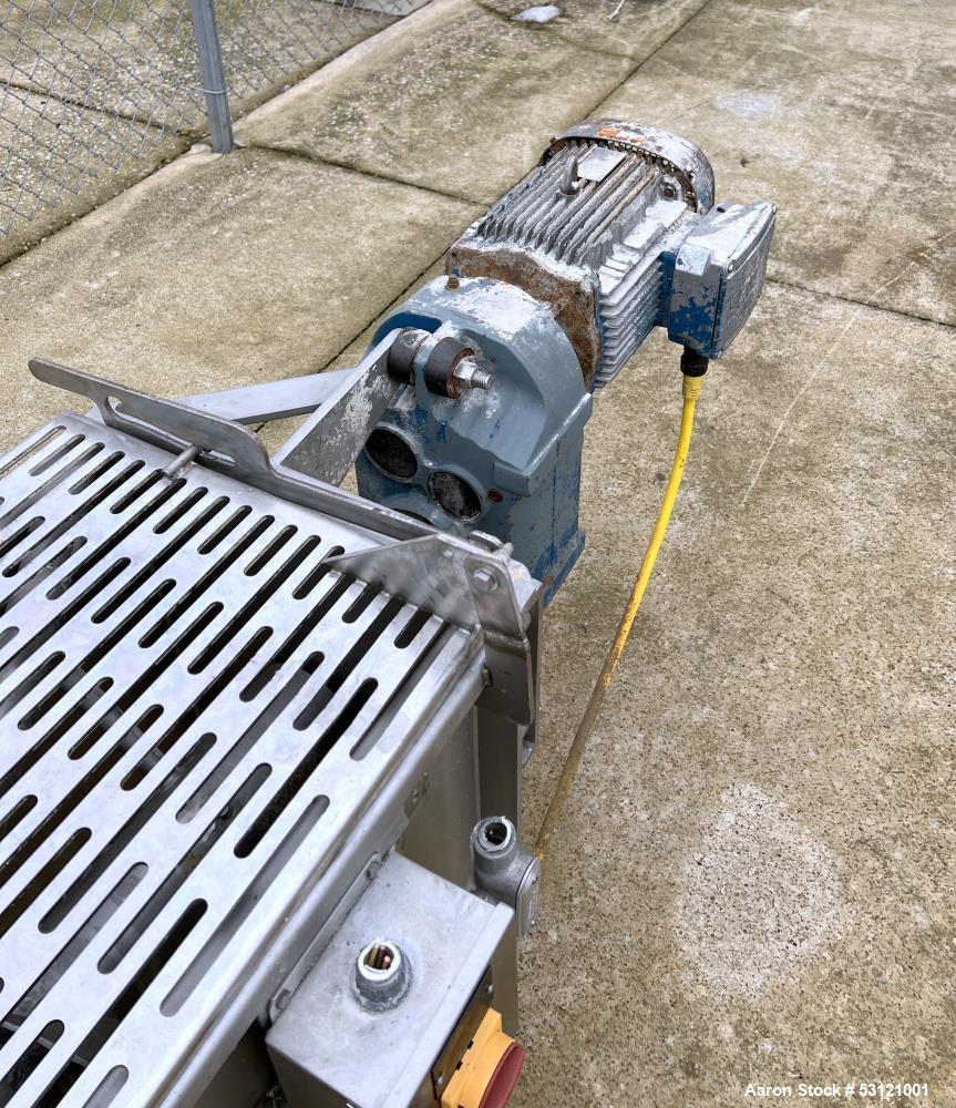Used MTC Screw Feeder, Model MTCS 16-22, Stainless Steel. Trough approximate 22' long x 14" wide x 18" deep. Screw driven by a 10hp, 3/60/460 volt, 1774 rpm motor.
