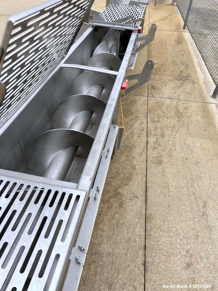 Used MTC Screw Feeder, Model MTCS 16-22, Stainless Steel. Trough approximate 22' long x 14" wide x 18" deep. Screw driven by a 10hp, 3/60/460 volt, 1774 rpm motor.