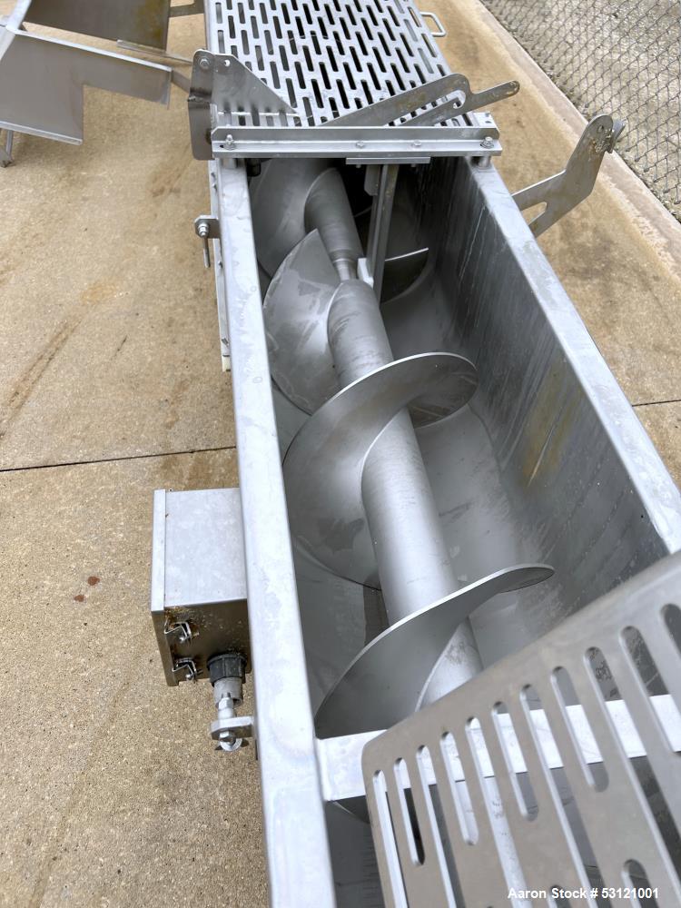 Used MTC Screw Feeder, Model MTCS 16-22, Stainless Steel. Trough approximate 22' long x 14" wide x 18" deep. Screw driven by a 10hp, 3/60/460 volt, 1774 rpm motor.