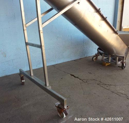 Used Material Transportation Company (MTC) Screw Conveyor, model MTCS8-18-19, stainless steel. 16" Diameter X 204" long screw. Discharge height is approximately 135 inches. Discharge opening is 18" X...