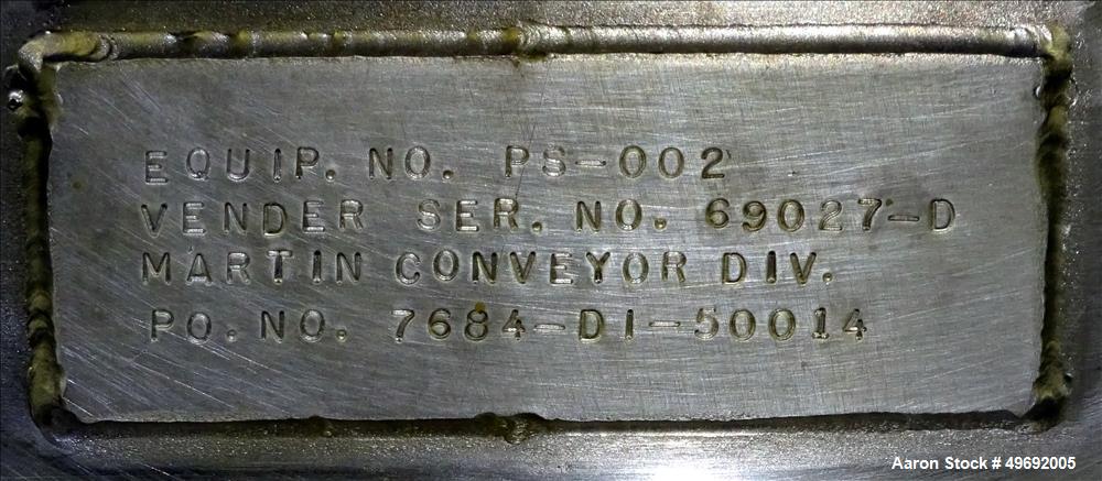 Used Martin Conveyor Division Screw Conveyor, 304 Stainless Steel.