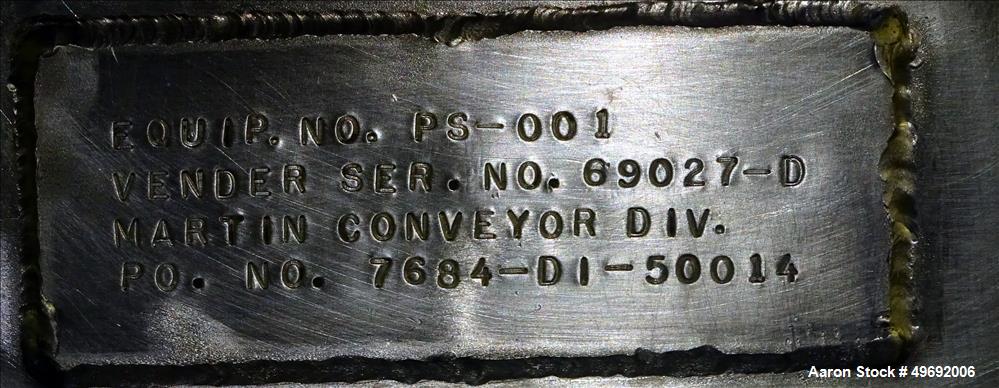 Used- Martin Conveyor Division Screw Conveyor, 304 Stainless Steel.