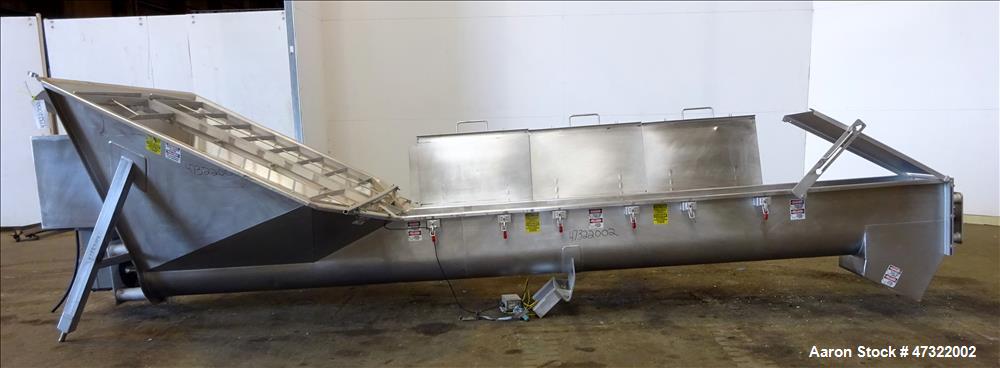 Used Mepaco Inclined Screw Conveyor, Model 172, 304 Stainless Steel.