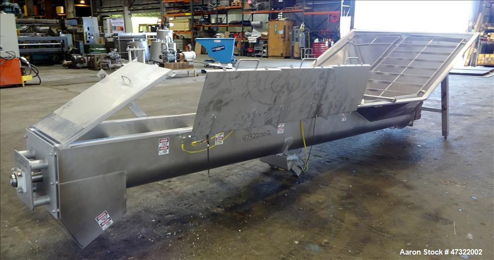 Used- Mepaco Inclined Screw Conveyor, Model 172, 304 Stainless Steel.