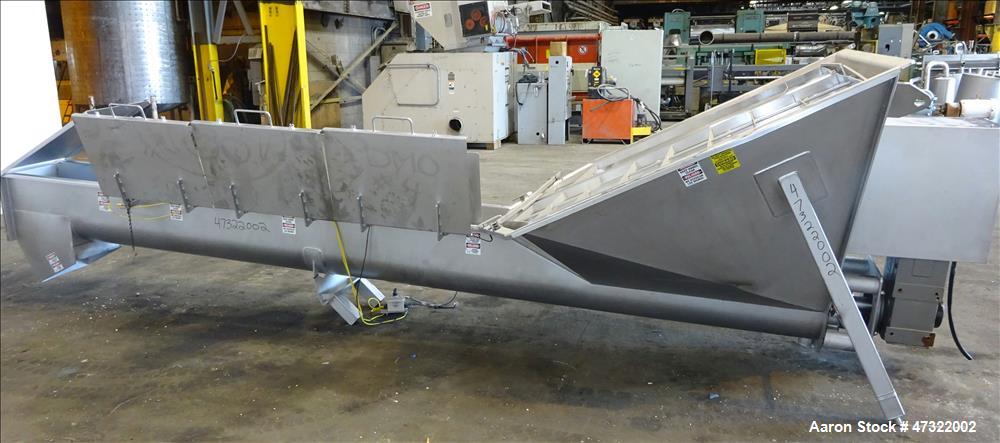 Used Mepaco Inclined Screw Conveyor, Model 172, 304 Stainless Steel.