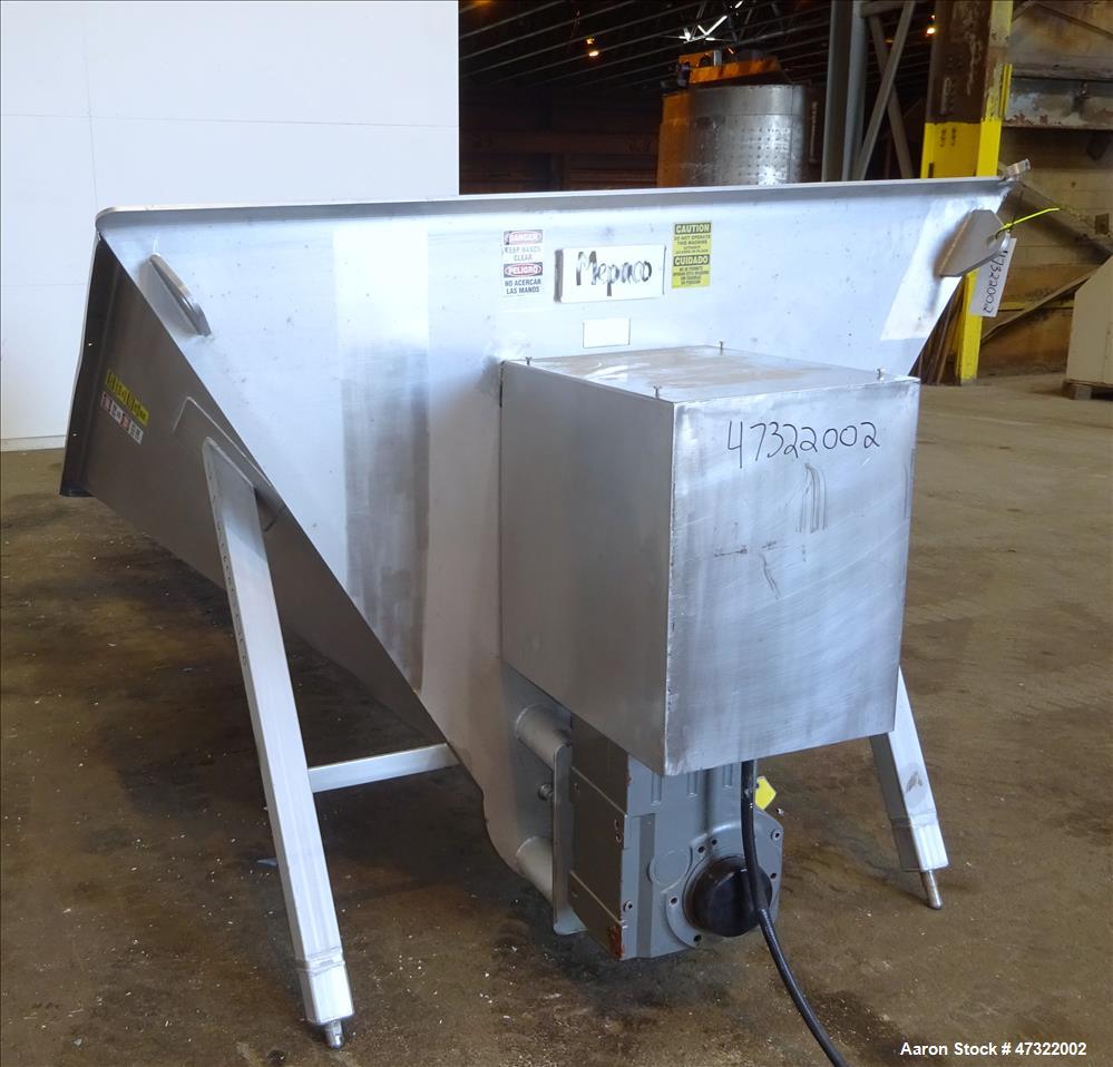 Used Mepaco Inclined Screw Conveyor, Model 172, 304 Stainless Steel.