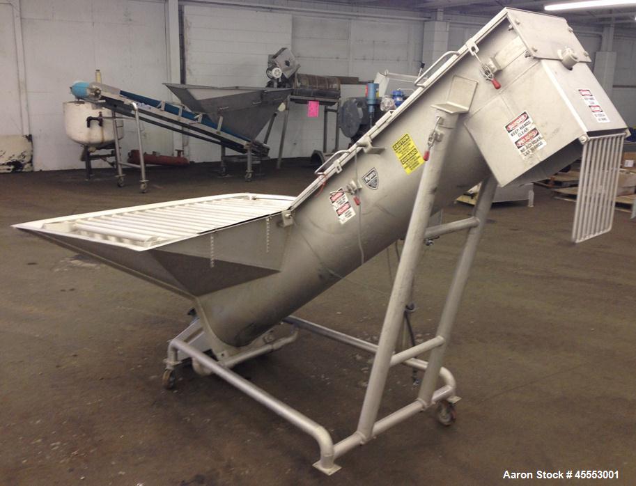 Used Stainless Steel Mepaco Inclined Screw Conveyor, Model 185