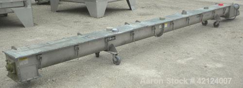 Used Conveyor Engineering Screw Conveyor, stainless steel. 9" Diameter x 232" long x 4-1/2" pitch 304 stainless steel screw, 10" wide x 10" deep 316 stainless steel trough with (2) 301 stainless stee...