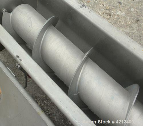 Used Conveyor Engineering Screw Conveyor, stainless steel. 9" Diameter x 232" long x 4-1/2" pitch 304 stainless steel screw, 10" wide x 10" deep 316 stainless steel trough with (2) 301 stainless stee...