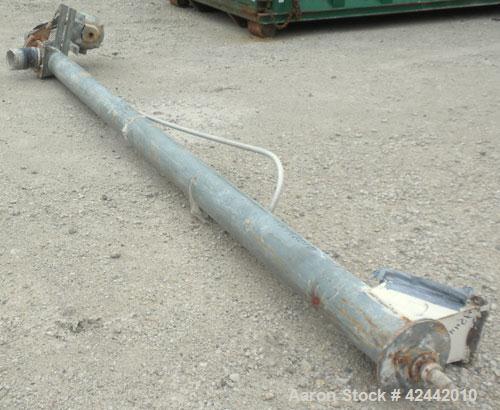 Used Tubular Screw Conveyor, carbon steel. Approximate 5'' diameter x 179'' long screw, 6-1/2'' diameter enclosed tube. 5-1/2'' Diameter inlet, 6-1/2'' x 10-1/2'' outlet. Driven by a 2 hp, 3/60/208-2...