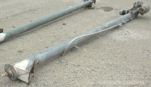 Used Tubular Screw Conveyor, carbon steel. Approximate 5'' diameter x 179'' long screw, 6-1/2'' diameter enclosed tube. 5-1/2'' Diameter inlet, 6-1/2'' x 10-1/2'' outlet. Driven by a 2 hp, 3/60/208-2...