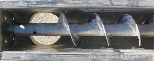 Used Screw Conveyor, 304 Stainless Steel, Horizontal. 6" Diameter x 90" long x 3" pitch screw. End top feed, end bottom outlet. Trough measures 7-1/4" wide x 8'4" long x approximately 8" deep. (2) Pi...