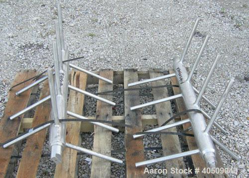 Used Screw Conveyor/Feeder, 304 stainless steel. 10'' diameter x 111'' long x approximate 4'' pitch. Driven by a 5 hp, 3/60/230/460 volt, 1730 rpm gearmotor, ratio 38.4 to 1. Top mounted feed hopper ...