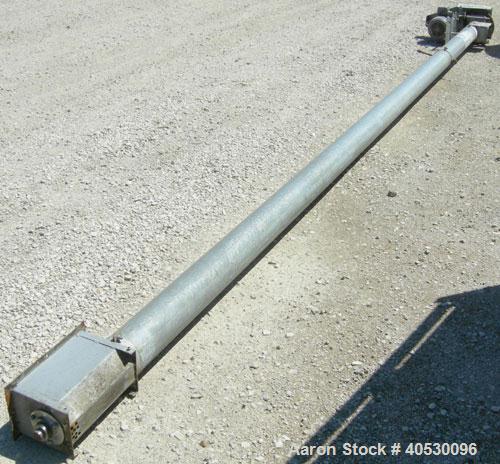 Used Screw Conveyor, Carbon Steel. Approximately 5" diameter x 252" long x 2 1/2" centers screw, enclosed tube 6" diameter. Driven by a 3 hp, 3/60/208-230/460 volt, 1735 rpm motor.