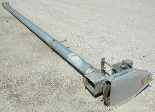 Used Screw Conveyor, Carbon Steel. Approximately 5" diameter x 252" long x 2 1/2" centers screw, enclosed tube 6" diameter. Driven by a 3 hp, 3/60/208-230/460 volt, 1735 rpm motor.