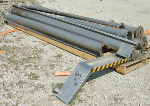 Used Screw conveyor parts, 304 stainless steel. Consisting of: Screw conveyor sections 4" diameter x 2" pitch, (2) 102" long, (2) 85" long, (1) 98" long, (3) 96" long, (1) 90" long. Screw conveyor tr...