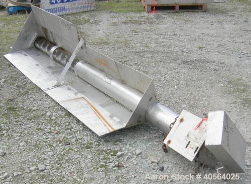 Used Screw Conveyor, 304 stainless steel. 5 1/4" diameter x 120" long  x 2 1/2" pitch screw. 3 section jacket on bottom of trough, 18", 20", 23" long. Top feed, end bottom outlet. Requires motor.