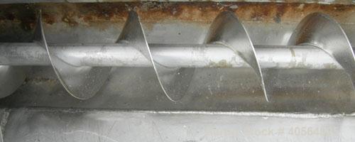 Used Screw Conveyor, 304 stainless steel. 5 1/4" diameter x 120" long  x 2 1/2" pitch screw. 3 section jacket on bottom of trough, 18", 20", 23" long. Top feed, end bottom outlet. Requires motor.