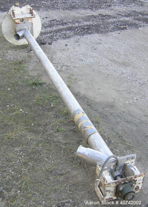 Used Screw Conveyor, 321 Stainless Steel. Approximately 4" diameter  x 128" long screw. Enclosed tube approximately 4 1/2" diameter x 128" long.  4" tri - clamp inlet/outlet.  No motor.