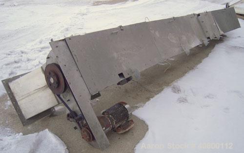 Used Horizontal Screw Conveyor, 304 stainless steel. 14" diameter x 462" long x 4" pitch. (2) bolt together trough and screw sections. Trough measures 16" wide x 17" deep x 465" long with hinged top ...