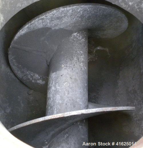 Used Screw Conveyor, Carbon Steel, Horizontal. Approximate 9" diameter x 175" long x 3" pitch screw. 7-1/2" top end feed/end bottom outlet. Trough measures approximately 10" wide x 10" deep. 4 piece ...