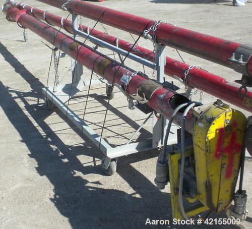 Used- Screw Conveyor, Carbon Steel. Approximately 5 1/2" diameter x 177" long x 2 1/2" pitch. 6" diameter tubular trough. 5"...