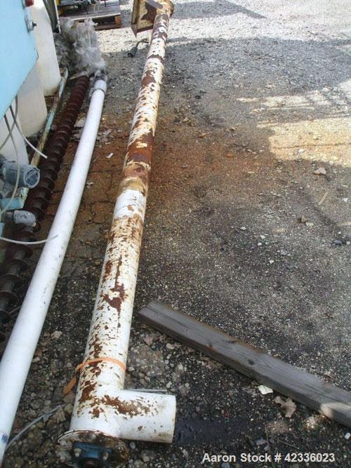 Used Screw Conveyor, Carbon Steel. Approximately 4" diameter x 15' long. 4" diameter carbon steel tube, 10" x 12" feed, 5" discharge with 1 hp, 330/575 volt motor drive.