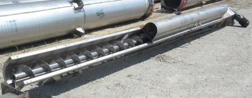 Used Conveying Engineering Screw Conveyor, 304 Stainless Steel. 9'' Diameter x 360'' long x 4-1/2'' pitch screw, (2) sections (1) 240'' long, (1) 120'' long. Trough 10'' wide x 12'' deep with top coo...