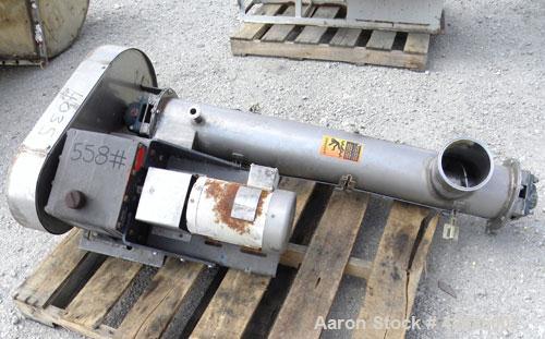 Used Enclosed Tube Screw Conveyor, Stainless Steel. 6'' Diameter x 28'' long 304 stainless steel screw. 301 Stainless steel tube approximately 7'' diameter x 48'' long, side access door, 6'' inlet/ou...