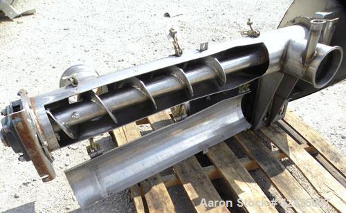 Used Enclosed Tube Screw Conveyor, Stainless Steel. 6'' Diameter x 28'' long 304 stainless steel screw. 301 Stainless steel tube approximately 7'' diameter x 48'' long, side access door, 6'' inlet/ou...