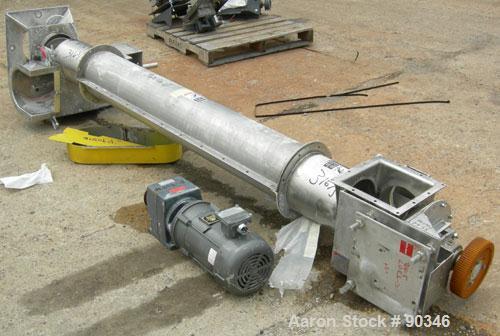 Used- Screw Conveyor, 316 stainless steel, vertical section.9" diameter screw x approximately 98" long x 2" pitch.Tubular tr...