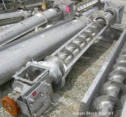 Unused- Screw conveyor, 316 stainless steel, vertical section.9" diameter screw x approximately 102" long x 2" pitch.Tubular trough 10" diameter.Driven by a 5 hp, 3/60/230/460 volt, 1725 rpm XP gear ...
