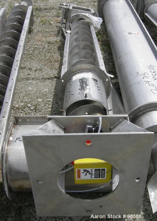 Unused- Screw conveyor, 316 stainless steel, vertical section.9" diameter screw x approximately 102" long x 2" pitch.Tubular trough 10" diameter.Driven by a 5 hp, 3/60/230/460 volt, 1725 rpm XP gear ...